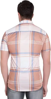 Reliable Multicoloured Lycra Blend Striped Short Sleeves Casual Shirt For Men-thumb1