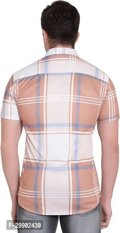 Reliable Multicoloured Lycra Blend Striped Short Sleeves Casual Shirt For Men-thumb2