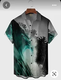 Reliable Multicoloured Lycra Blend Printed Short Sleeves Casual Shirt For Men-thumb1