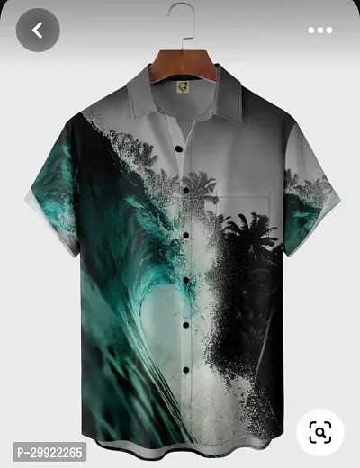 Reliable Multicoloured Lycra Blend Printed Short Sleeves Casual Shirt For Men-thumb2