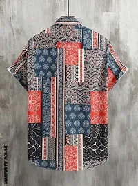 Reliable Multicoloured Lycra Blend Printed Short Sleeves Casual Shirt For Men-thumb1