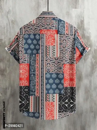 Reliable Multicoloured Lycra Blend Printed Short Sleeves Casual Shirt For Men-thumb2