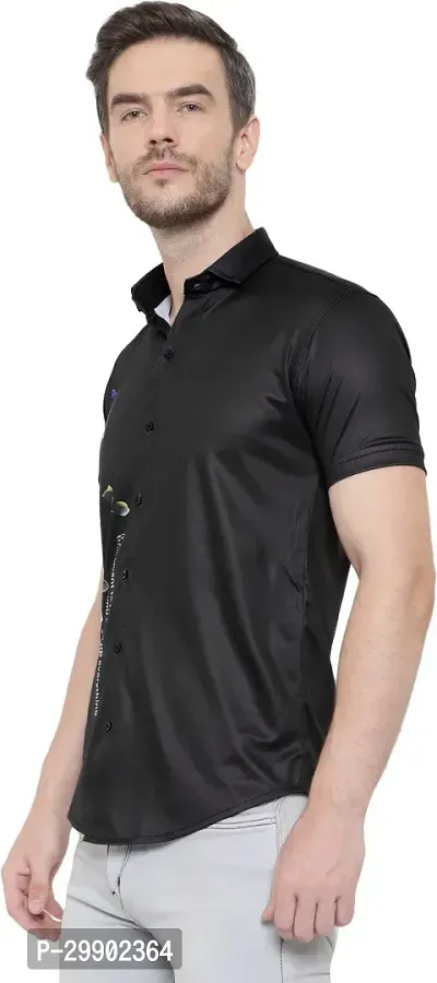 Reliable Black Cotton Lycra Printed Short Sleeves Casual Shirt For Men-thumb3