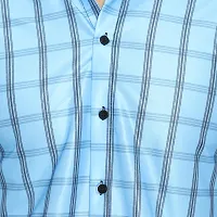 Reliable Blue Cotton Blend Checked Short Sleeves Casual Shirt For Men-thumb3