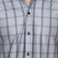 Reliable Grey Cotton Blend Checked Short Sleeves Casual Shirt For Men-thumb1