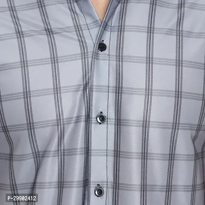 Reliable Grey Cotton Blend Checked Short Sleeves Casual Shirt For Men-thumb2