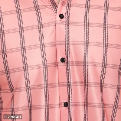 Reliable Pink Cotton Blend Checked Short Sleeves Casual Shirt For Men-thumb2