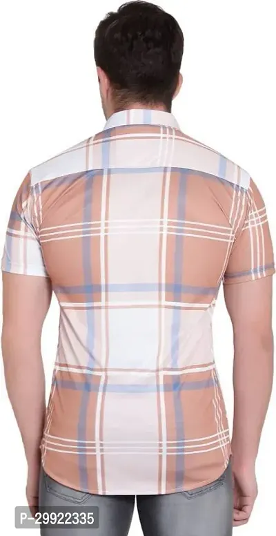 Reliable Multicoloured Lycra Blend Striped Short Sleeves Casual Shirt For Men-thumb2