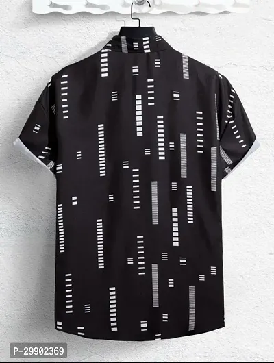 Reliable Black Lycra Blend Printed Short Sleeves Casual Shirt For Men-thumb2