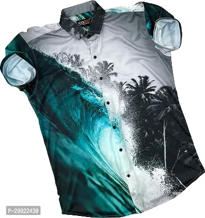 Reliable Multicoloured Lycra Blend Printed Short Sleeves Casual Shirt For Men-thumb0