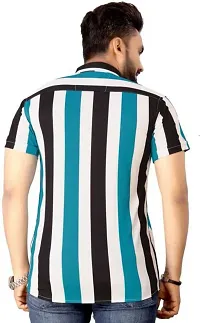 Reliable Multicoloured Cotton Lycra Striped Short Sleeves Casual Shirt For Men-thumb1