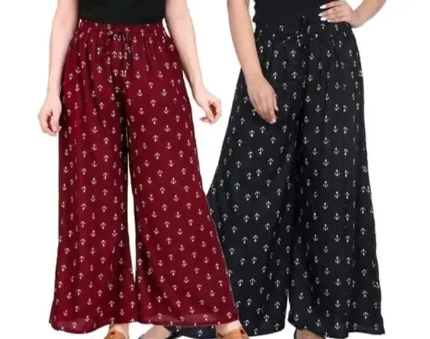 Stunning Rayon Printed Palazzos For Women Pack Of 2