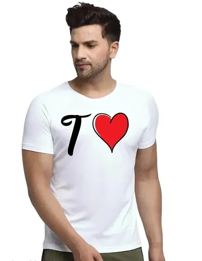 Zenloop Styles Round Neck I and Heart Tshirt for Men