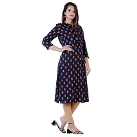 Women's Printed Straight Navy Blue Rayon Kurtas-thumb2