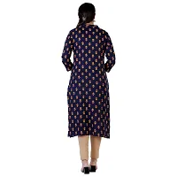 Women's Printed Straight Navy Blue Rayon Kurtas-thumb1