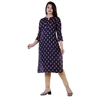 Women's Printed Straight Navy Blue Rayon Kurtas-thumb4