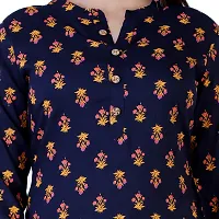 Women's Printed Straight Navy Blue Rayon Kurtas-thumb3