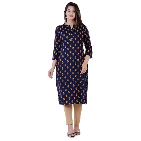 Jai AMBE Creation Women Rayon Casual Straight Kurta(kkurti-002)