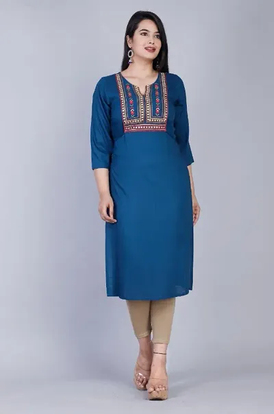 Women's Printed Straight Rayon Kurtas