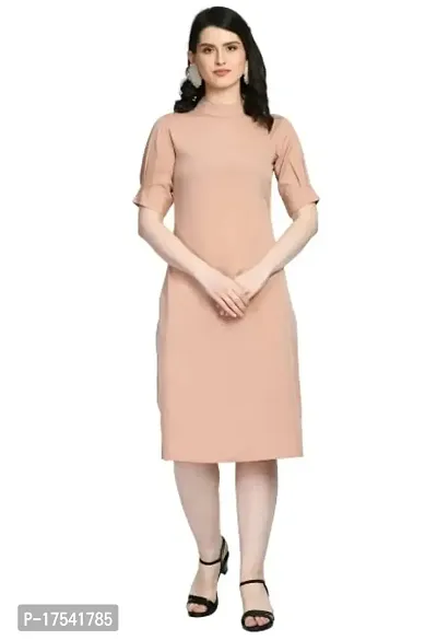 COATTIRE Women's Solid Dress (Pink)-thumb0