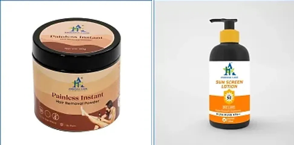 AMHIDDA CARE Combo of Painless Instant Hair Removal Powder and Sun Screen Lotion