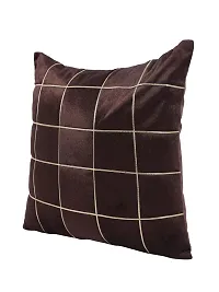 Gifts Island? Set of 5 Polyester Silk Brown  Gold-Tone Box Checkered Square Cushion Covers 16 inch x 16 inch (40.64 x 40.64 cm, Brown)-thumb3