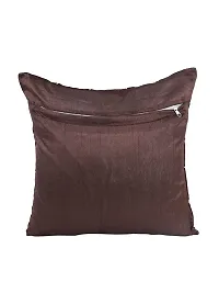 Gifts Island? Set of 5 Polyester Silk Brown  Gold-Tone Box Checkered Square Cushion Covers 16 inch x 16 inch (40.64 x 40.64 cm, Brown)-thumb4