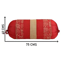 Gifts Island? Set of 2 Polyester Silk Traditional Hand-Block Printed  Striped Bolster Covers 16 inch x 30 inch (40 x 75 cm, Red)-thumb2