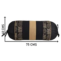 Gifts Island? Set of 2 Polyester Silk Traditional Hand-Block Printed  Striped Bolster Covers 16 inch x 30 inch (40 x 75 cm, Black)-thumb2