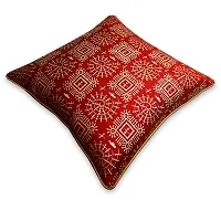 Gifts Island Set of 5 Dupion Silk Decorative/Traditional Rajasthani Warli Golden Hand Printed Throw/Pillow Square Cushion Covers-thumb3