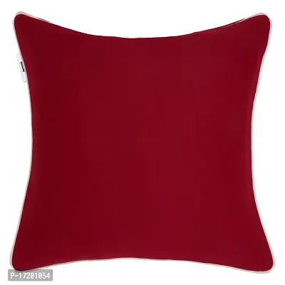 Gifts Island? Set of 5 Maroon Swiss Velvet Solid Plain Reversible Square Cushion Covers 16 inch x 16 inch (40.64 x 40.64 cm, Maroon)-thumb4