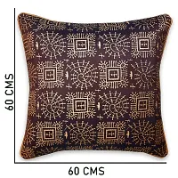 Gifts Island Set of 5 Dupion Silk Decorative/Traditional Rajasthani Warli Golden Hand Printed Throw/Pillow Square Cushion Covers-thumb2