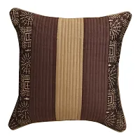 Gifts Island? Set of 5 Polyester Silk Traditional Hand-Block Printed  Striped Square Cushion Covers 16 inch x 16 inch (40.64 x 40.64 cm, Brown)-thumb1