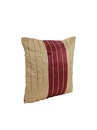 Gifts Island? Set of 5 Gold  Maroon Polyester Silk Gold-Tone Striped Square Cushion Covers 16 inch x 16 inch (40.64 x 40.64 cm, Gold)-thumb3