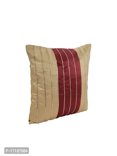 Gifts Island? Set of 5 Gold  Maroon Polyester Silk Gold-Tone Striped Square Cushion Covers 16 inch x 16 inch (40.64 x 40.64 cm, Gold)-thumb4