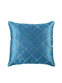 Gifts Island? Set of 5 Polyester Silk Blue  Silver-Tone Cross Checkered Square Cushion Covers 16 inch x 16 inch (40.64 x 40.64 cm, Blue)-thumb2