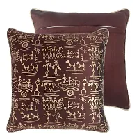 Gifts Island? Set of 5 Cushion Covers 16 inch x 16 inch 3D Golden Tribal Hand-Block Printed Throw Pillow/Cushion Covers (40.64 x 40.64 cm, Brown,Beige)-thumb4