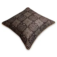 Gifts Island Set of 5 Dupion Silk Decorative/Traditional Rajasthani Warli Golden Hand Printed Throw/Pillow Square Cushion Covers-thumb3