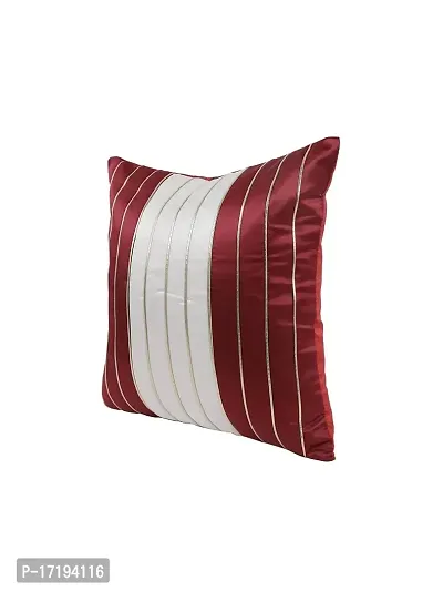 Gifts Island? Set of 5 Red  Cream Polyester Silk Gold-Tone Striped Square Cushion Covers 16 inch x 16 inch (40.64 x 40.64 cm, Red)-thumb4