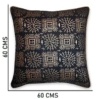 Gifts Island Set of 5 Dupion Silk Decorative/Traditional Rajasthani Warli Golden Hand Printed Throw/Pillow Square Cushion Covers-thumb2