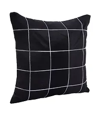 Gifts Island? Set of 5 Polyester Silk Black  Silver-Tone Box Checkered Square Cushion Covers 16 inch x 16 inch (40.64 x 40.64 cm, Black)-thumb3