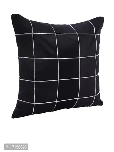 Gifts Island? Set of 5 Polyester Silk Black  Silver-Tone Box Checkered Square Cushion Covers 16 inch x 16 inch (40.64 x 40.64 cm, Black)-thumb4