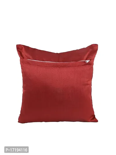 Gifts Island? Set of 5 Red  Cream Polyester Silk Gold-Tone Striped Square Cushion Covers 16 inch x 16 inch (40.64 x 40.64 cm, Red)-thumb5