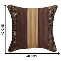 Gifts Island? Set of 5 Polyester Silk Traditional Hand-Block Printed  Striped Square Cushion Covers 16 inch x 16 inch (40.64 x 40.64 cm, Brown)-thumb2