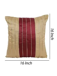 Gifts Island? Set of 5 Gold  Maroon Polyester Silk Gold-Tone Striped Square Cushion Covers 16 inch x 16 inch (40.64 x 40.64 cm, Gold)-thumb2