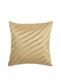 Gifts Island? Set of 5 Polyester Silk Beige  Gold-Tone Wave Striped Square Cushion Covers 16 inch x 16 inch (40.64 x 40.64 cm, Beige)-thumb2