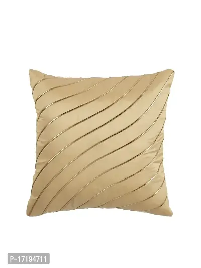 Gifts Island? Set of 5 Polyester Silk Beige  Gold-Tone Wave Striped Square Cushion Covers 16 inch x 16 inch (40.64 x 40.64 cm, Beige)-thumb3