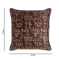 Gifts Island? Set of 5 Cushion Covers 16 inch x 16 inch 3D Golden Tribal Hand-Block Printed Throw Pillow/Cushion Covers (40.64 x 40.64 cm, Brown,Beige)-thumb2