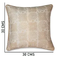 Gifts Island Set of 5 Dupion Silk Decorative/Traditional Rajasthani Warli Golden Hand Printed Throw/Pillow Square Cushion Covers-thumb2