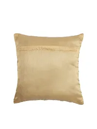 Gifts Island? Set of 5 Polyester Silk Beige  Gold-Tone Wave Striped Square Cushion Covers 16 inch x 16 inch (40.64 x 40.64 cm, Beige)-thumb3